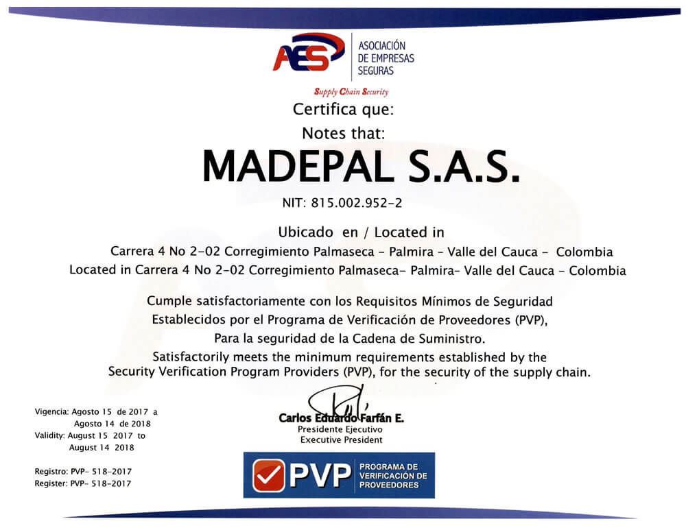 Certificados por AES como Proveedor Seguro